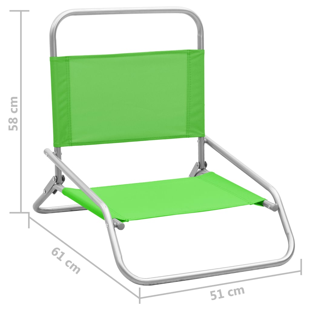 Strandstoelen 2 st inklapbaar stof groen