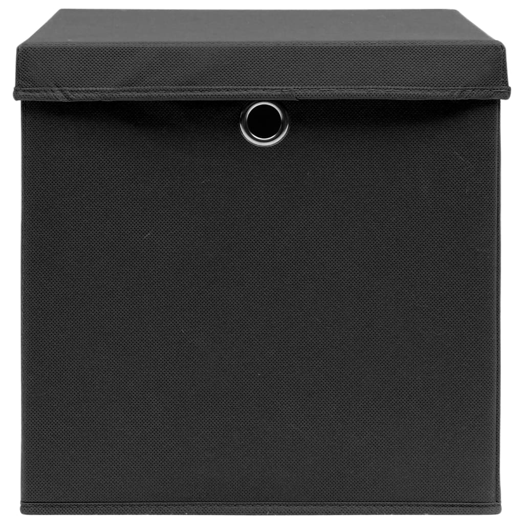 Opbergboxen met deksel 10 st 28x28x28 cm zwart