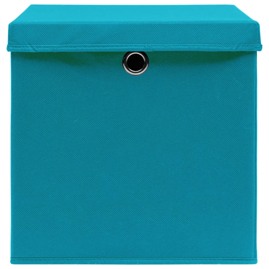 Opbergboxen met deksel 10 st 28x28x28 cm babyblauw