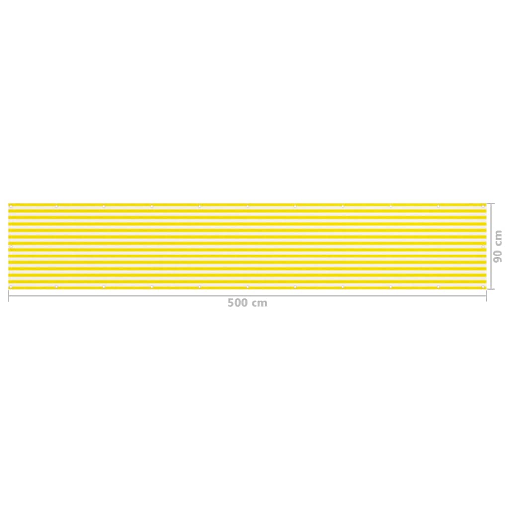 Balkonscherm 90x500 cm HDPE geel en wit