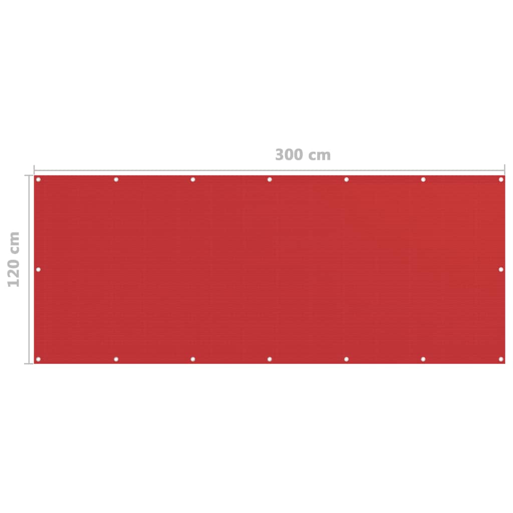 Balkonscherm 120x300 cm HDPE rood