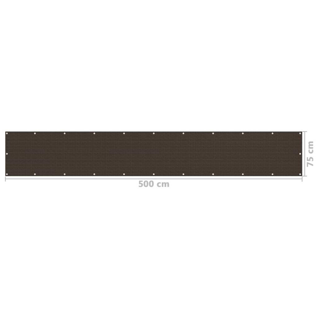 Balkonscherm 75x500 cm HDPE bruin