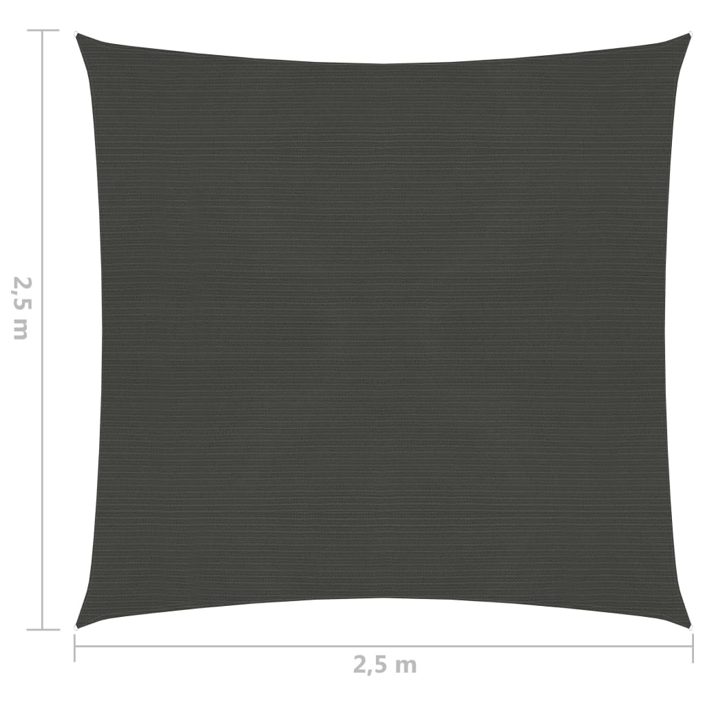 Zonnezeil 160 g/m² 2,5x2,5 m HDPE antracietkleurig