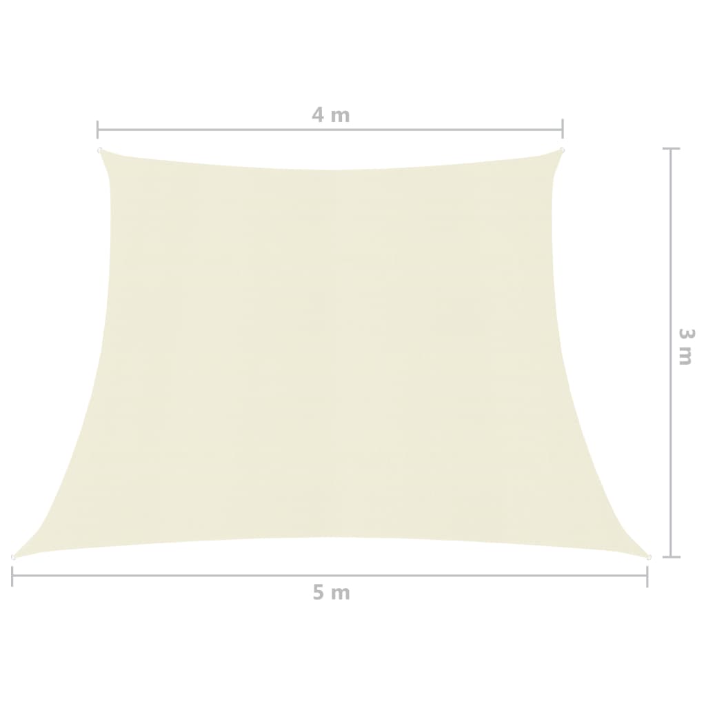 Zonnezeil 160 g/m² 4/5x3 m HDPE crèmekleurig
