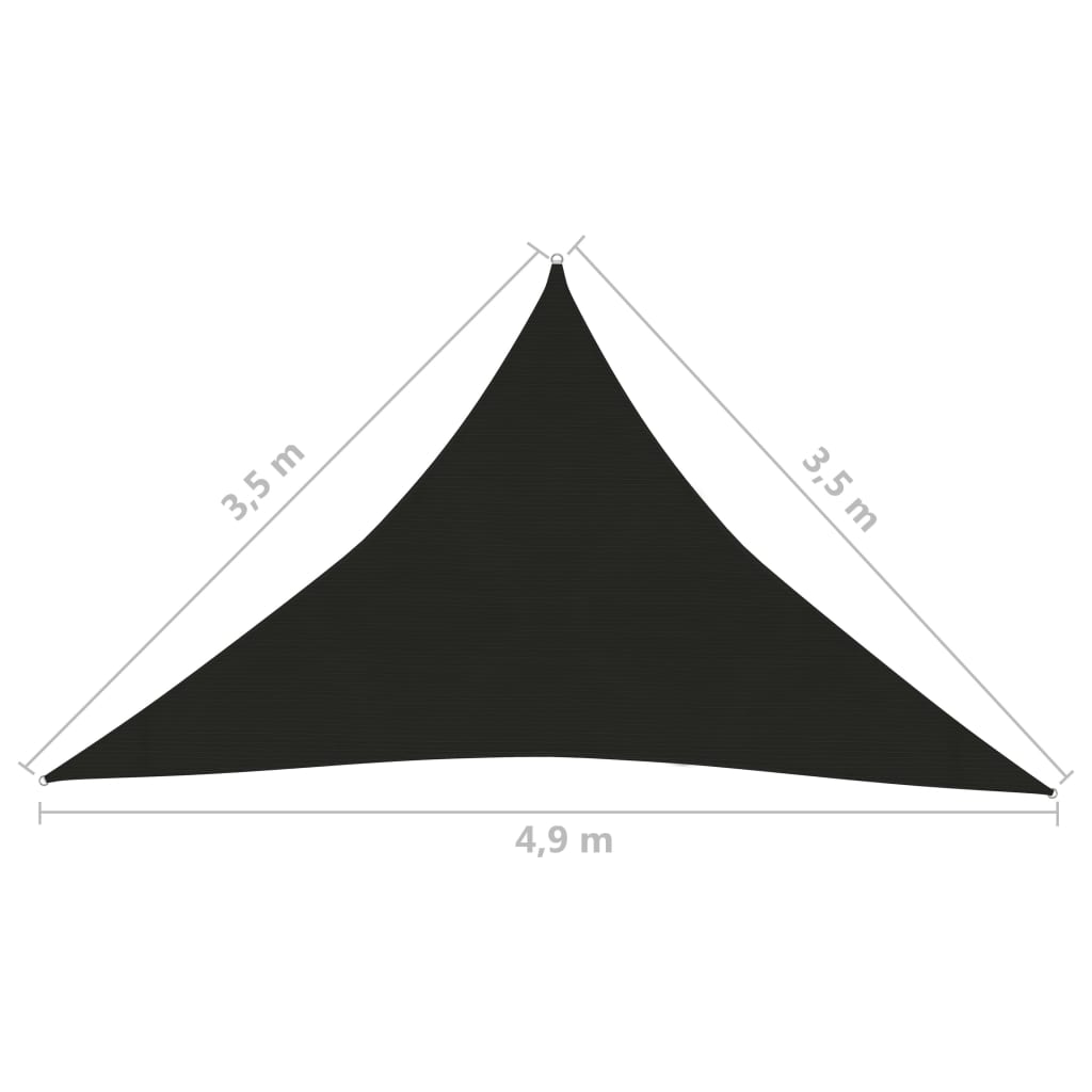 Zonnezeil 160 g/m² 3,5x3,5x4,9 m HDPE zwart