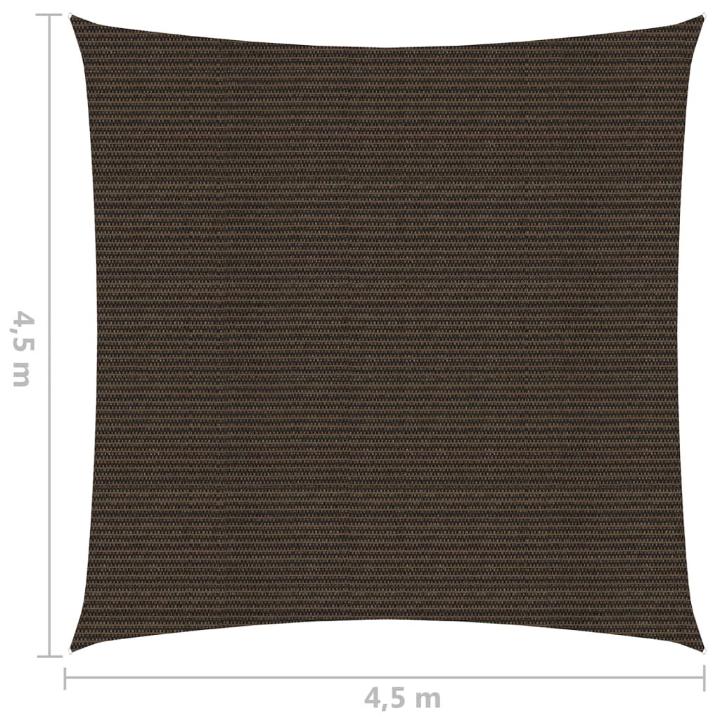 Zonnezeil 160 g/m² 4,5x4,5 m HDPE bruin