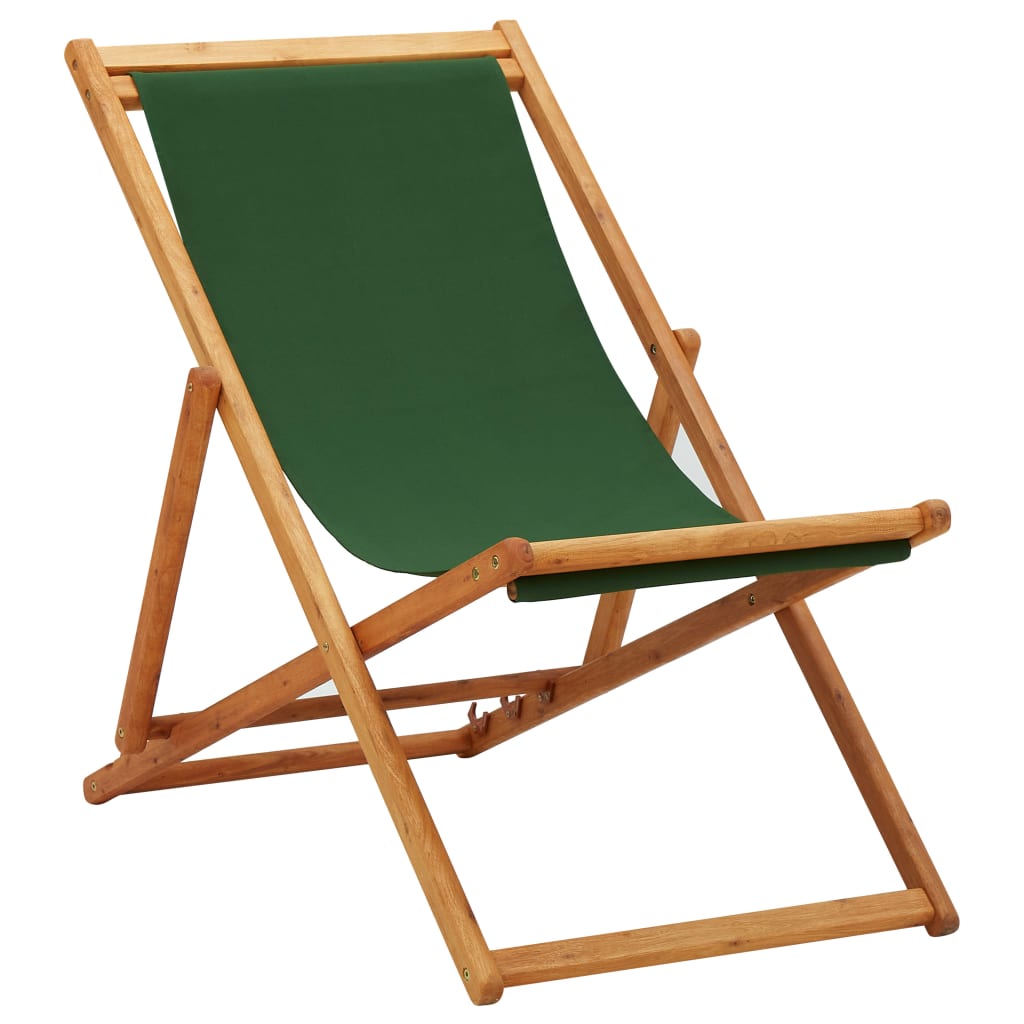 Strandstoel inklapbaar eucalyptushout en stof groen