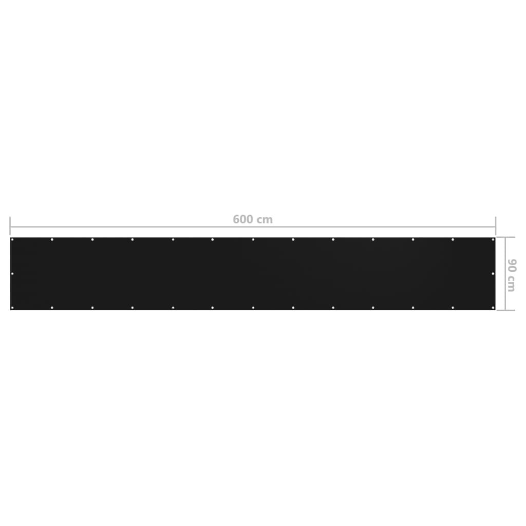 Balkonscherm 90x600 cm oxford stof zwart