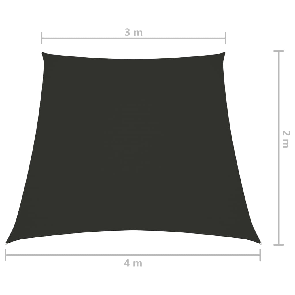 Zonnezeil trapezium 2/4x3 m oxford stof antracietkleurig
