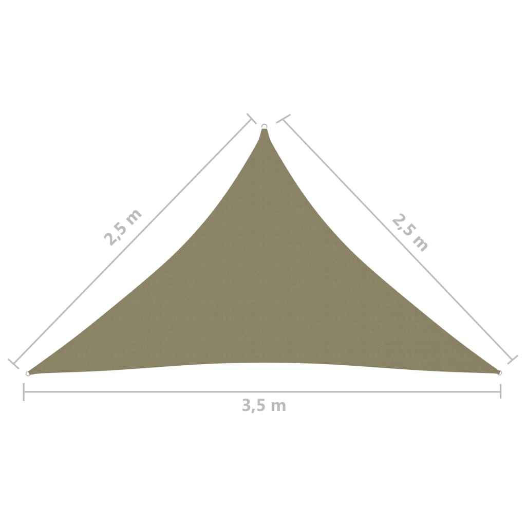 Zonnescherm driehoekig 2,5x2,5x3,5 m oxford stof beige