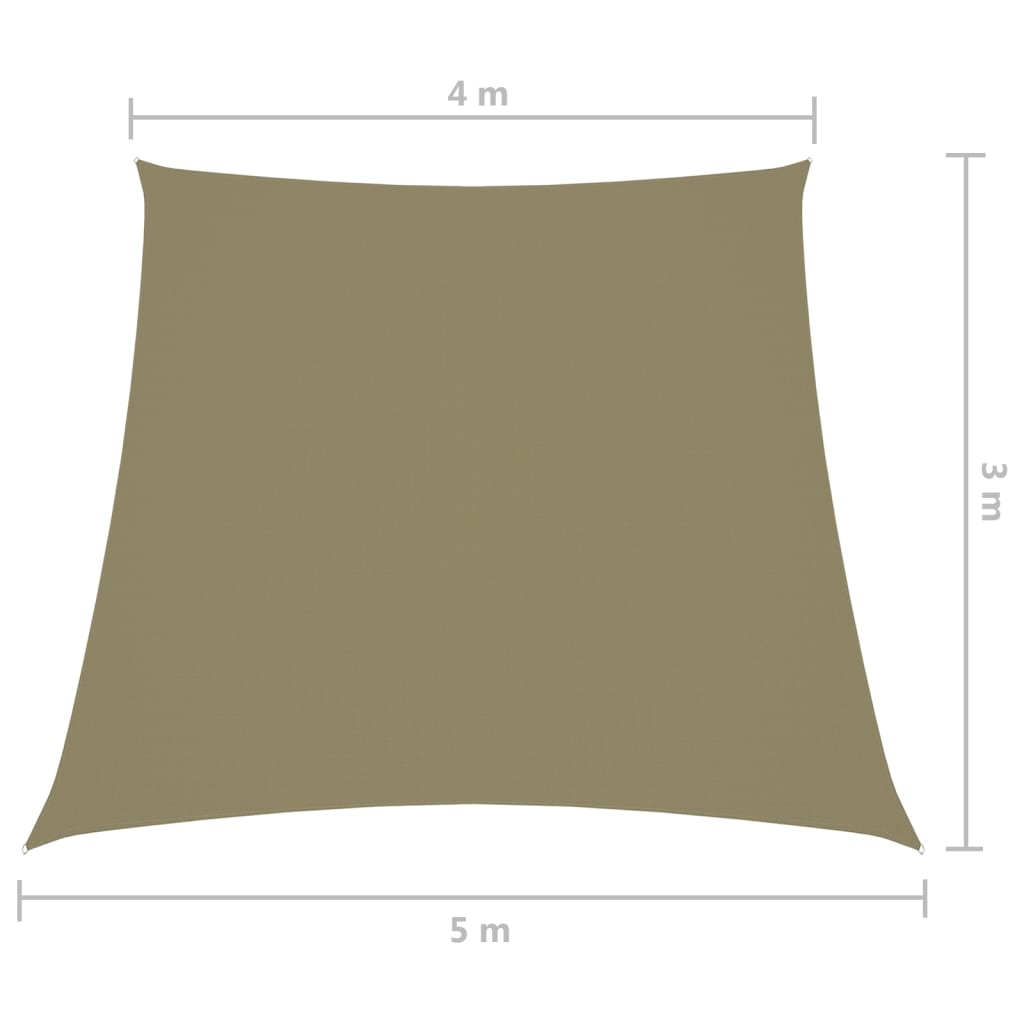 Zonnezeil trapezium 3/5x4 m oxford stof beige
