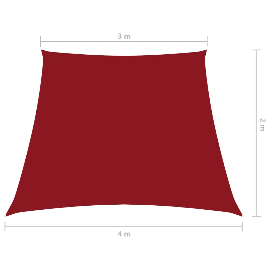 Zonnezeil trapezium 2/4x3 m oxford stof rood