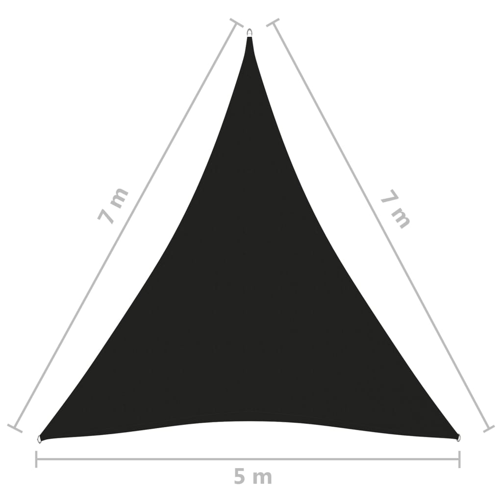 Zonnescherm driehoekig 5x7x7 m oxford stof zwart