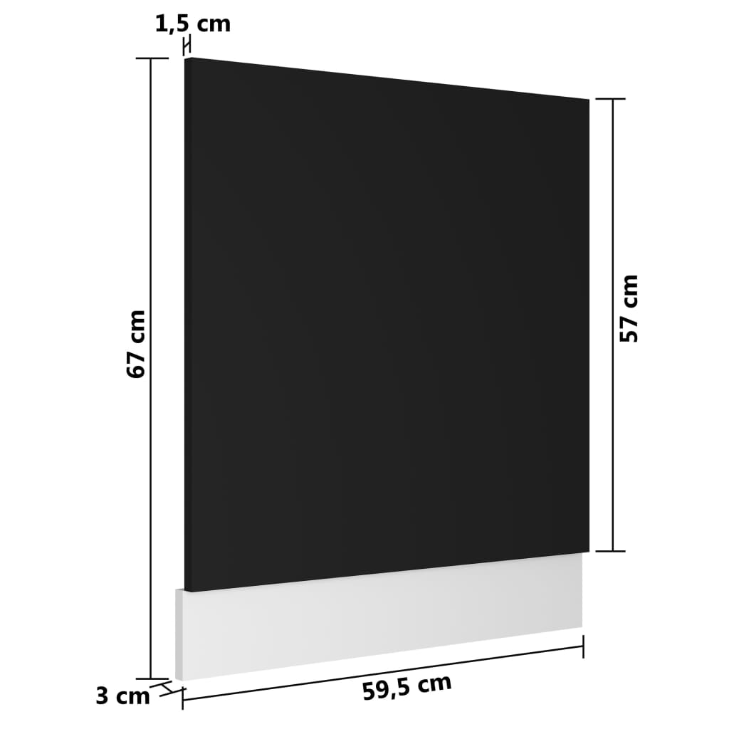 Vaatwasserpaneel 59,5x3x67 cm spaanplaat zwart