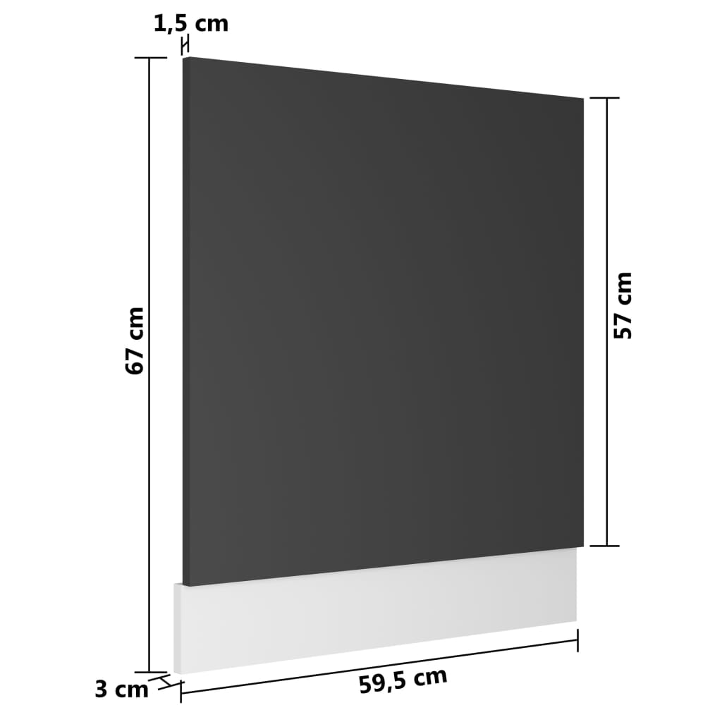 Vaatwasserpaneel 59,5x3x67 cm spaanplaat grijs