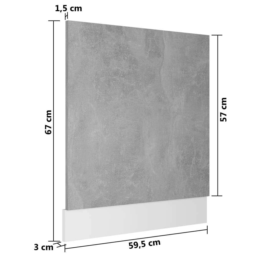 Vaatwasserpaneel 59,5x3x67 cm spaanplaat betongrijs