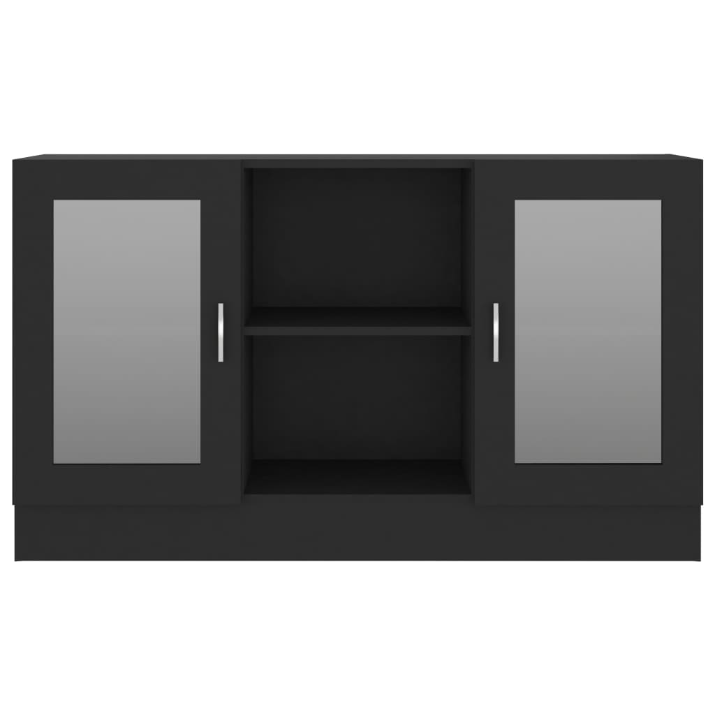 Vitrinekast 120x30,5x70 cm bewerkt hout zwart