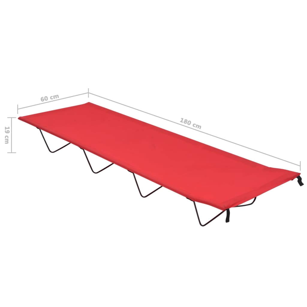 Campingbedden 2 st 180x60x19 cm oxford stof en staal rood