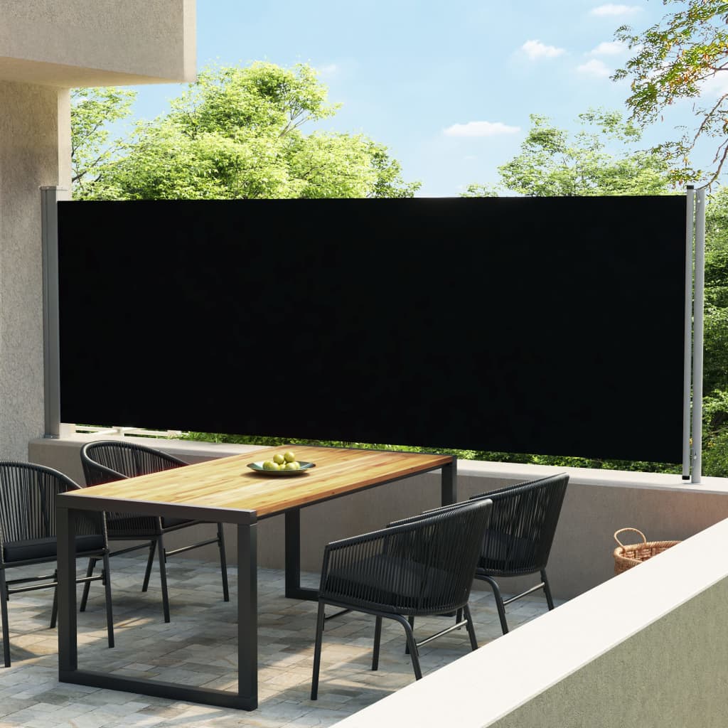 Tuinscherm uittrekbaar 600x160 cm zwart