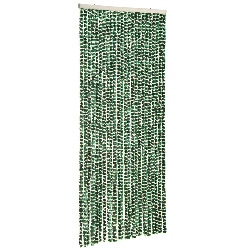 Vliegengordijn 90x220 cm chenille groen en wit