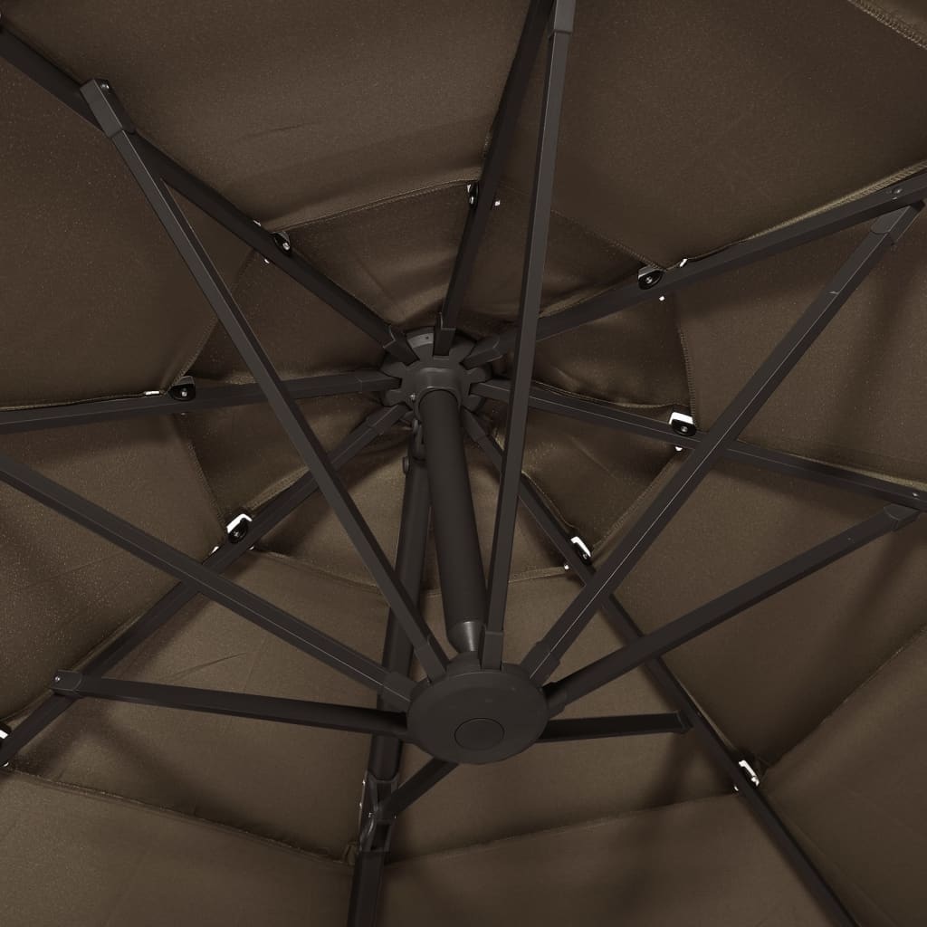 Parasol 4-laags met aluminium paal 3x3 m taupe