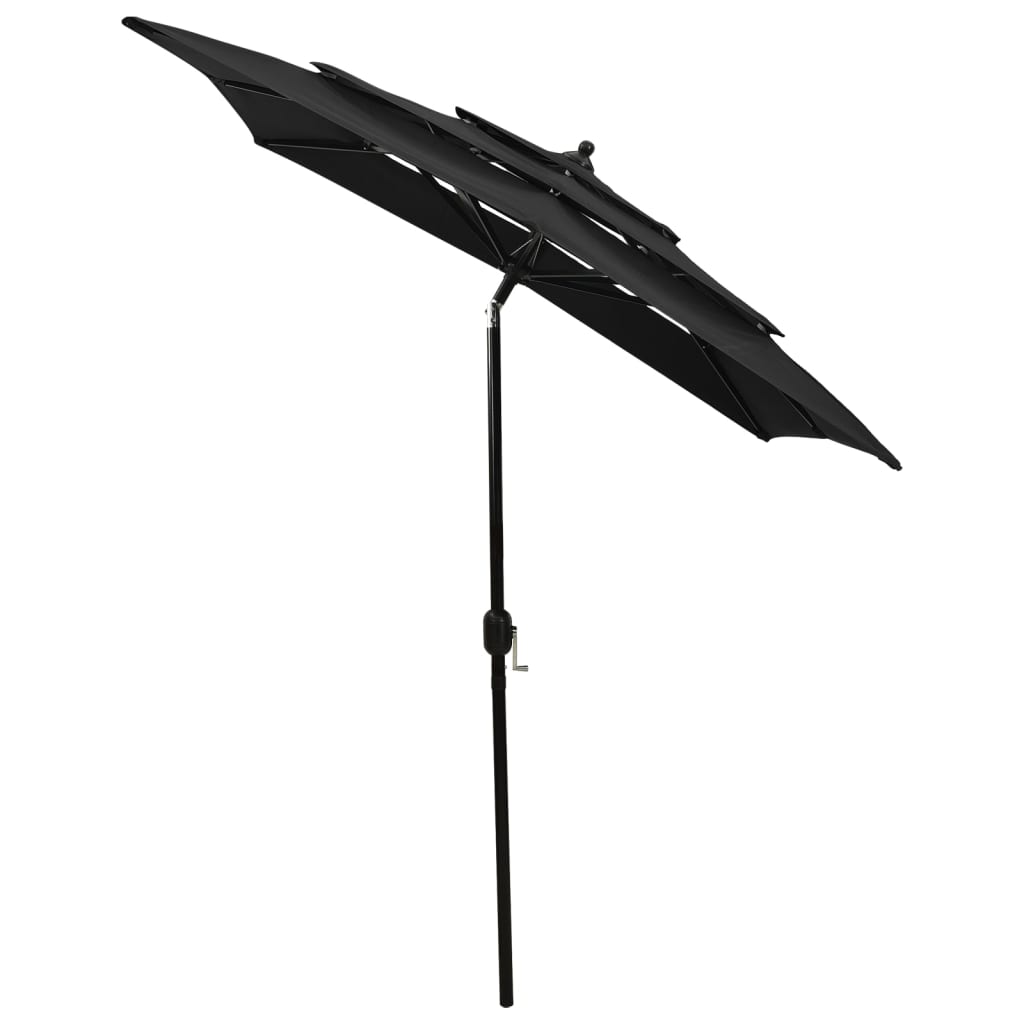 Parasol 3-laags met aluminium paal 2x2 m zwart