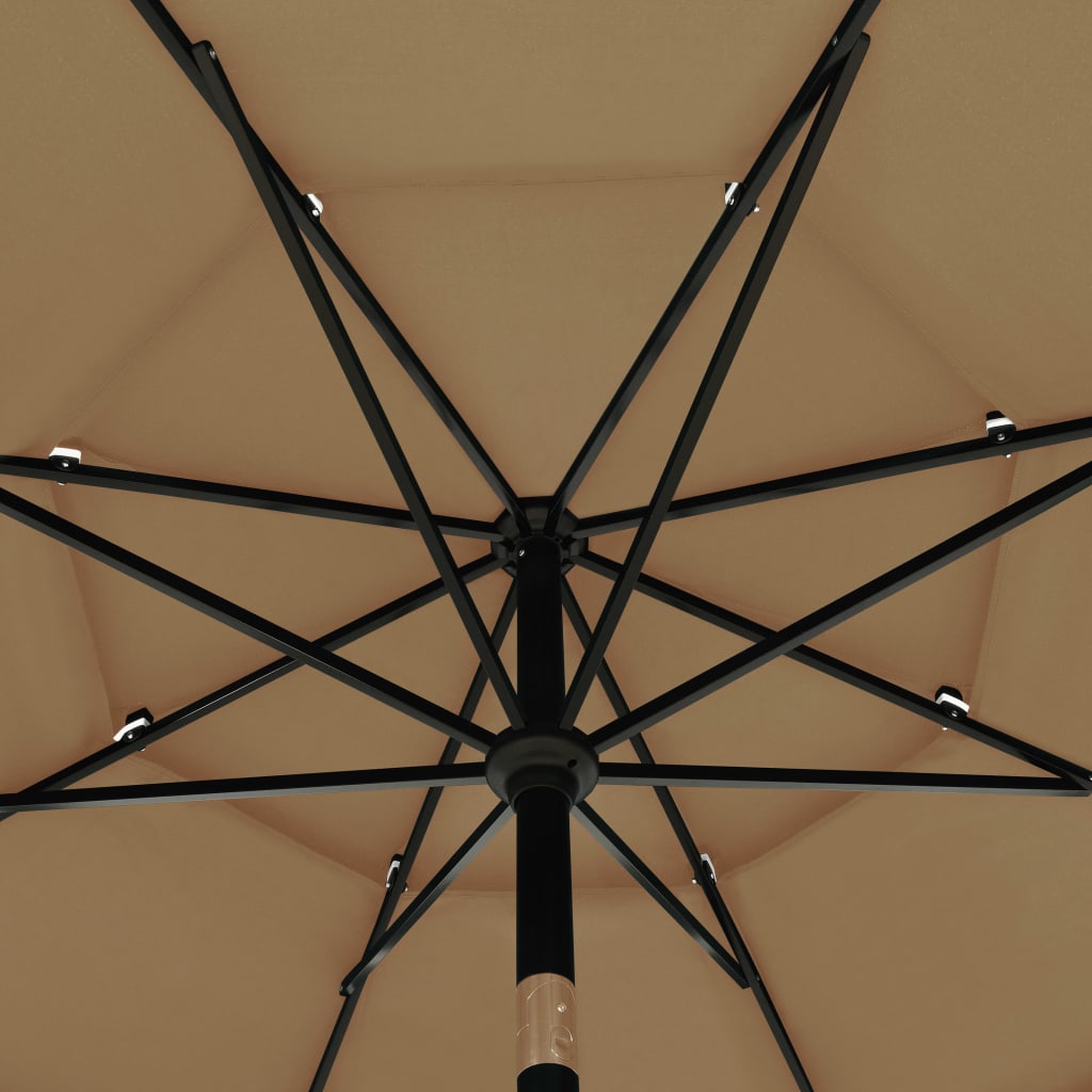 Parasol 3-laags met aluminium paal 3,5 m taupe