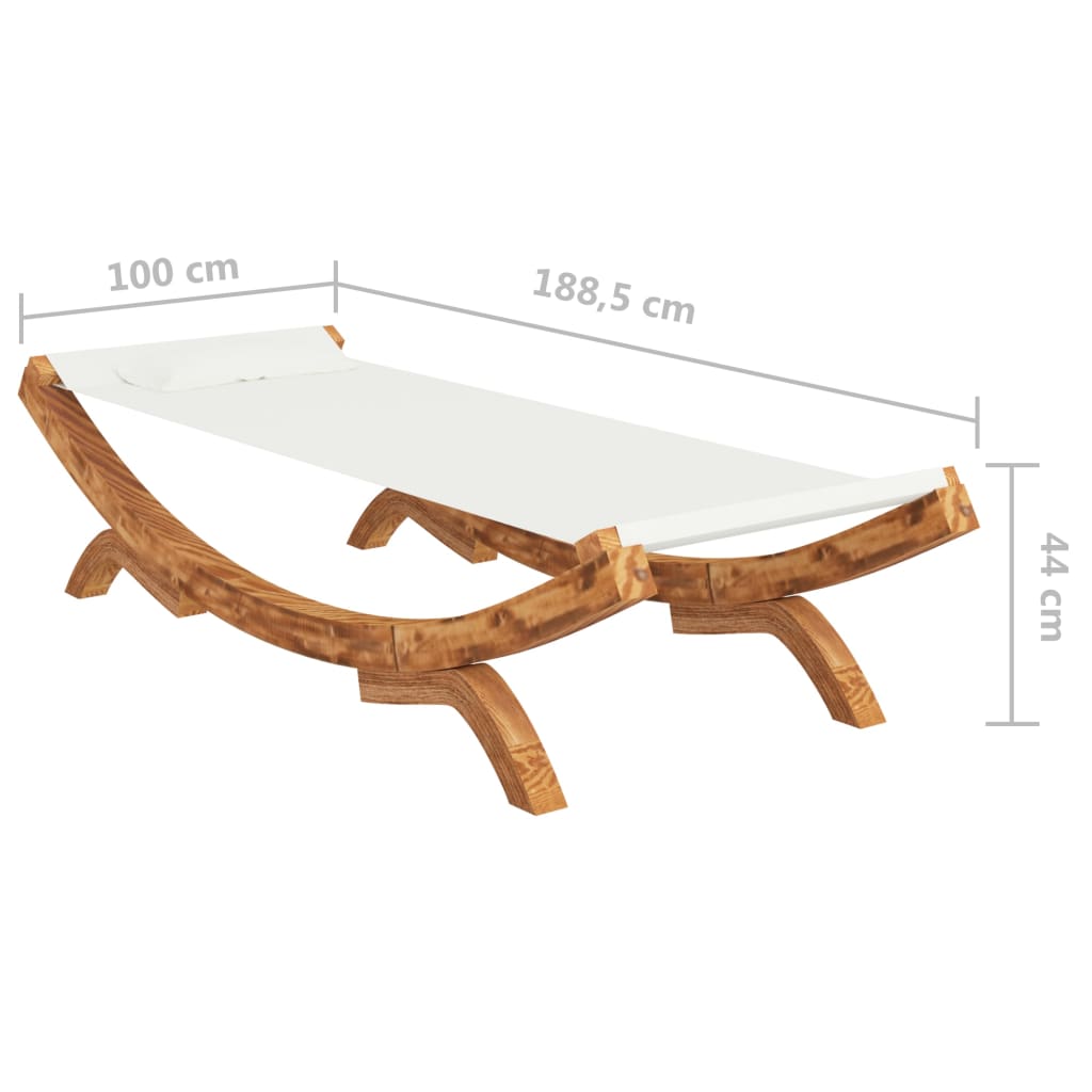 Loungebed 100x188,5x44 cm massief gebogen hout crèmekleurig