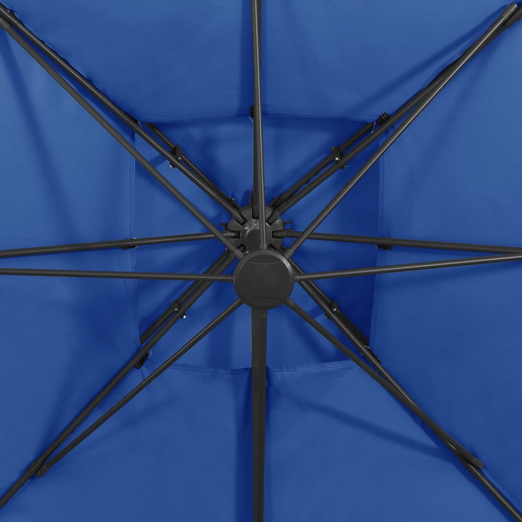 Zweefparasol met dubbel dak 300x300 cm azuurblauw