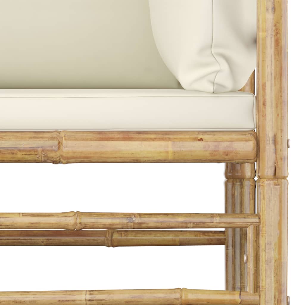 3-delige Loungeset met crèmewitte kussens bamboe