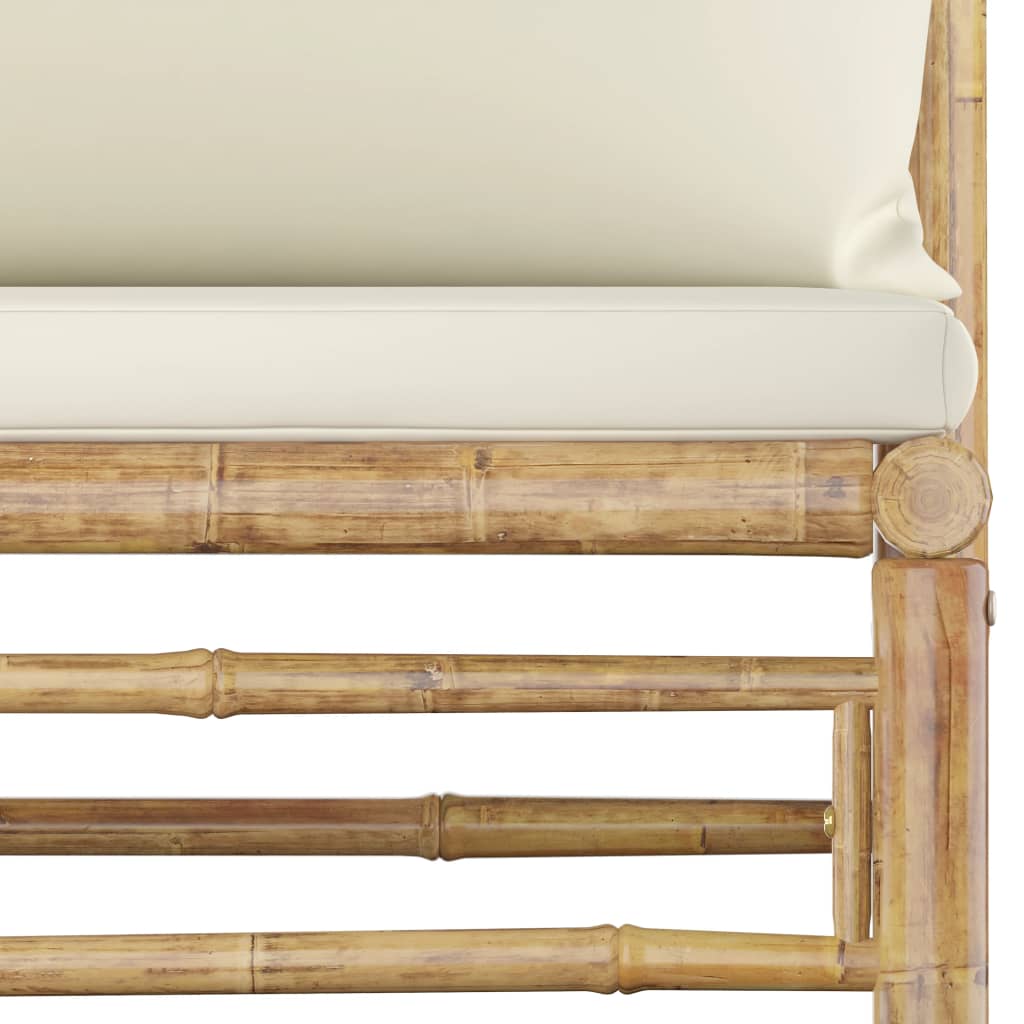 3-delige Loungeset met crèmewitte kussens bamboe