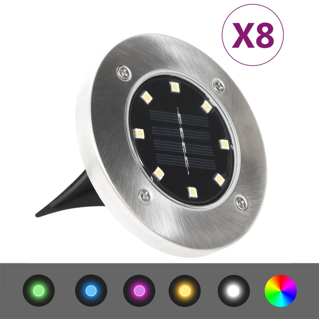 Grondlampen 8 st solar LED RGB-kleur