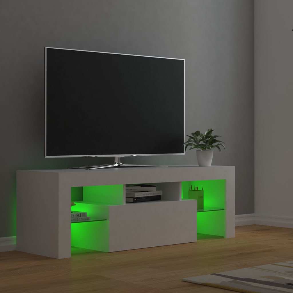 Tv-meubel met LED-verlichting 120x35x40 cm wit