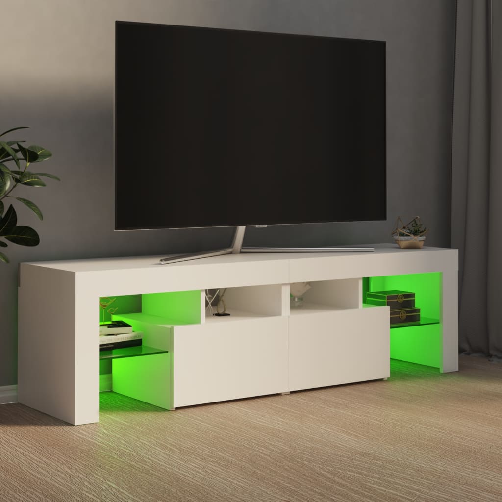 Tv-meubel met LED-verlichting 140x36,5x40 cm wit