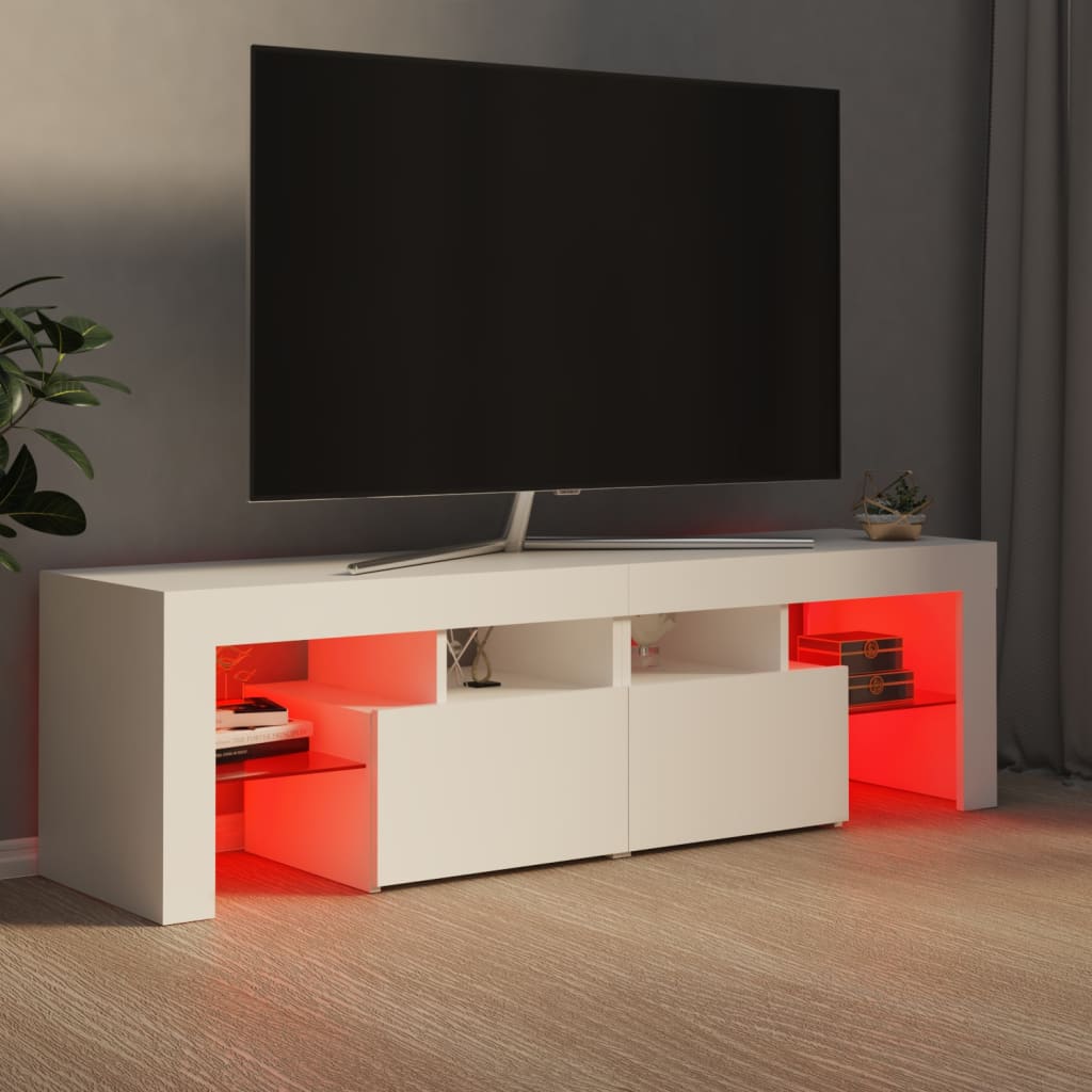 Tv-meubel met LED-verlichting 140x36,5x40 cm wit