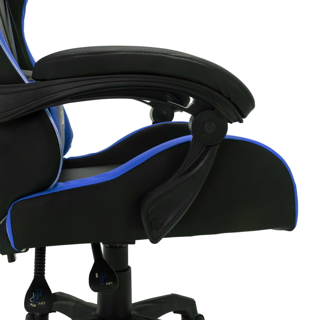 Racestoel met RGB LED-verlichting kunstleer blauw en zwart