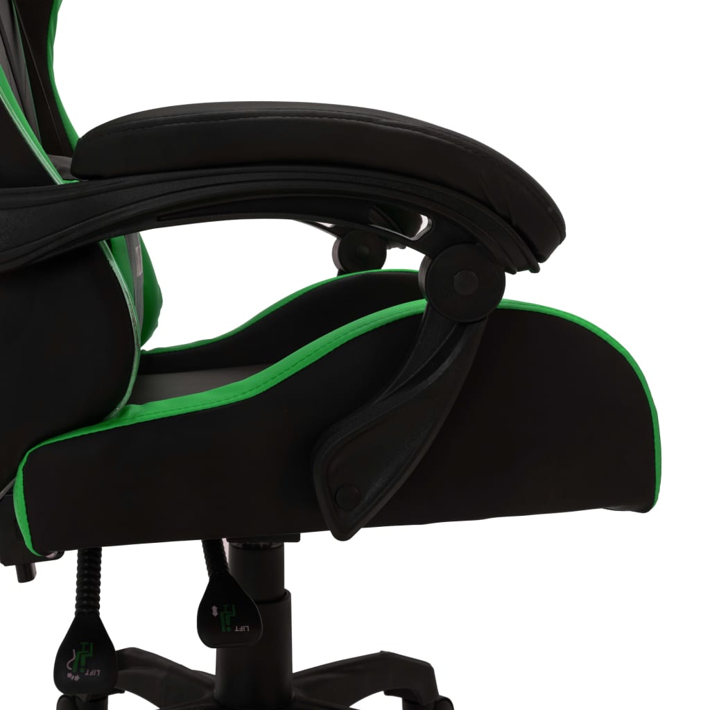 Racestoel met RGB LED-verlichting kunstleer groen en zwart