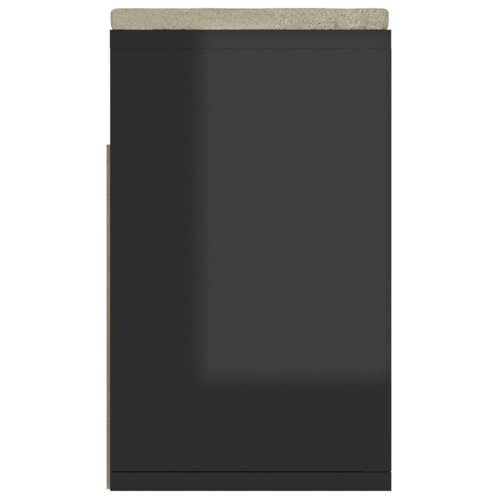 Schoenenbank met kussen 104x30x49 cm spaanplaat hoogglans zwart
