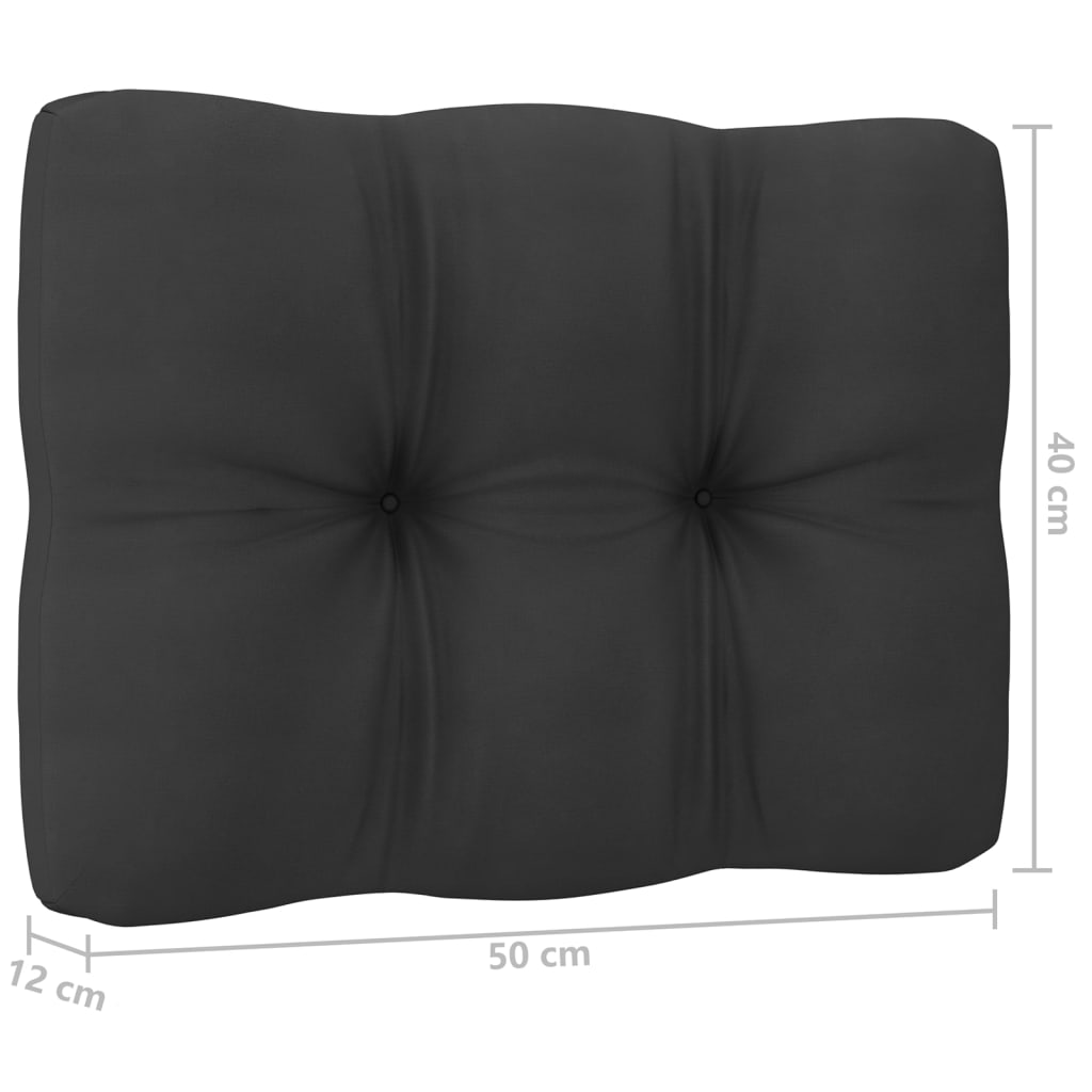 2-delige Loungeset met kussens massief grenenhout zwart