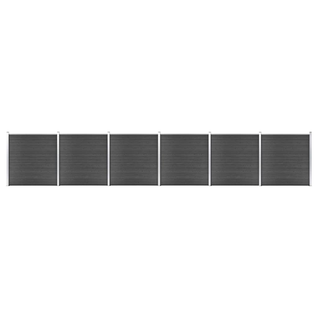 Schuttingpanelenset 1045x186 cm HKC zwart