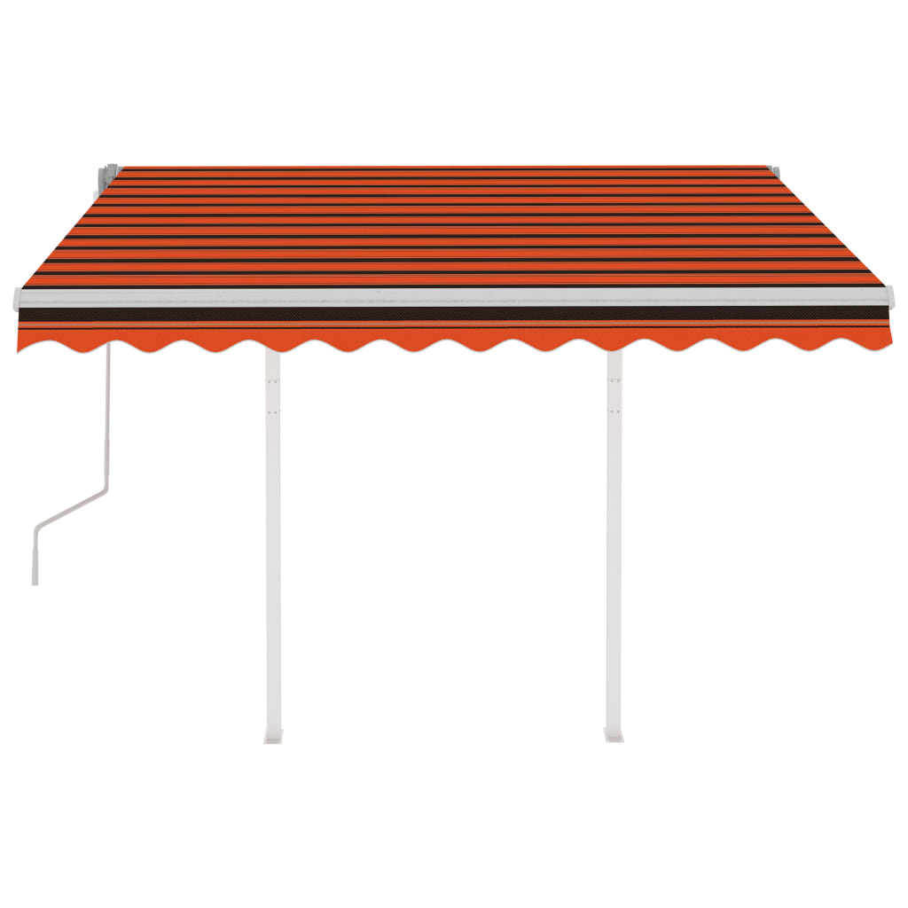 Luifel handmatig uittrekbaar met palen 3,5x2,5 m oranje en bruin