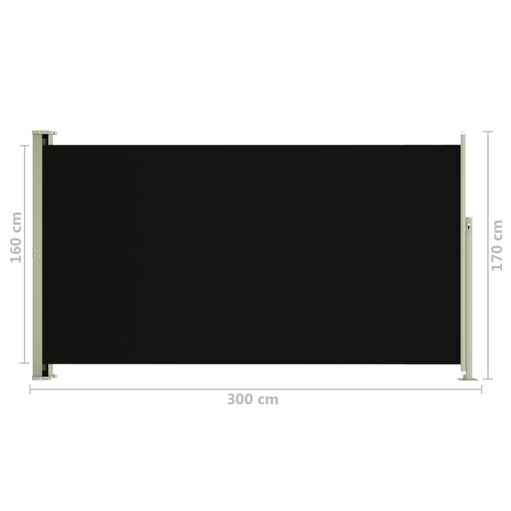 Tuinscherm uittrekbaar 170x300 cm zwart